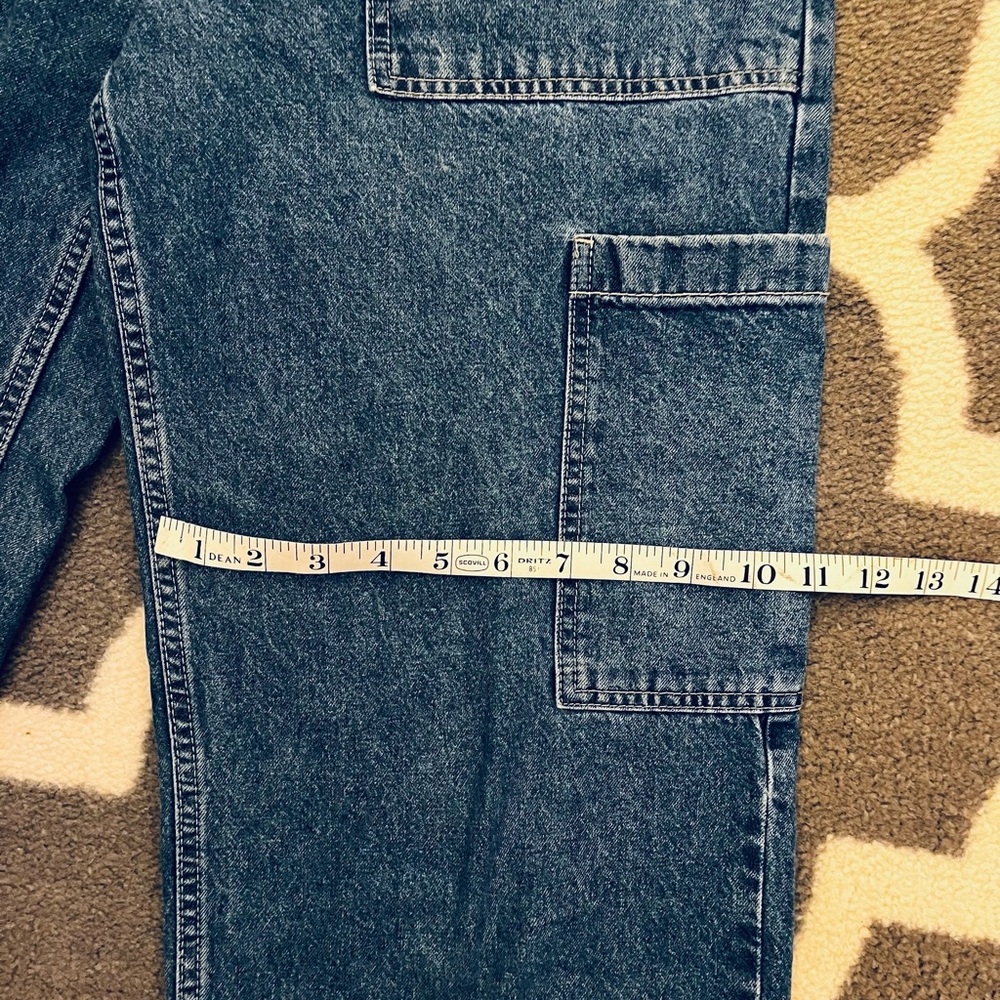 H&M DIVIDED Blue Denim cargo style women’s size 8 Jeans. Hi rise wide leg - Picture 10 of 12